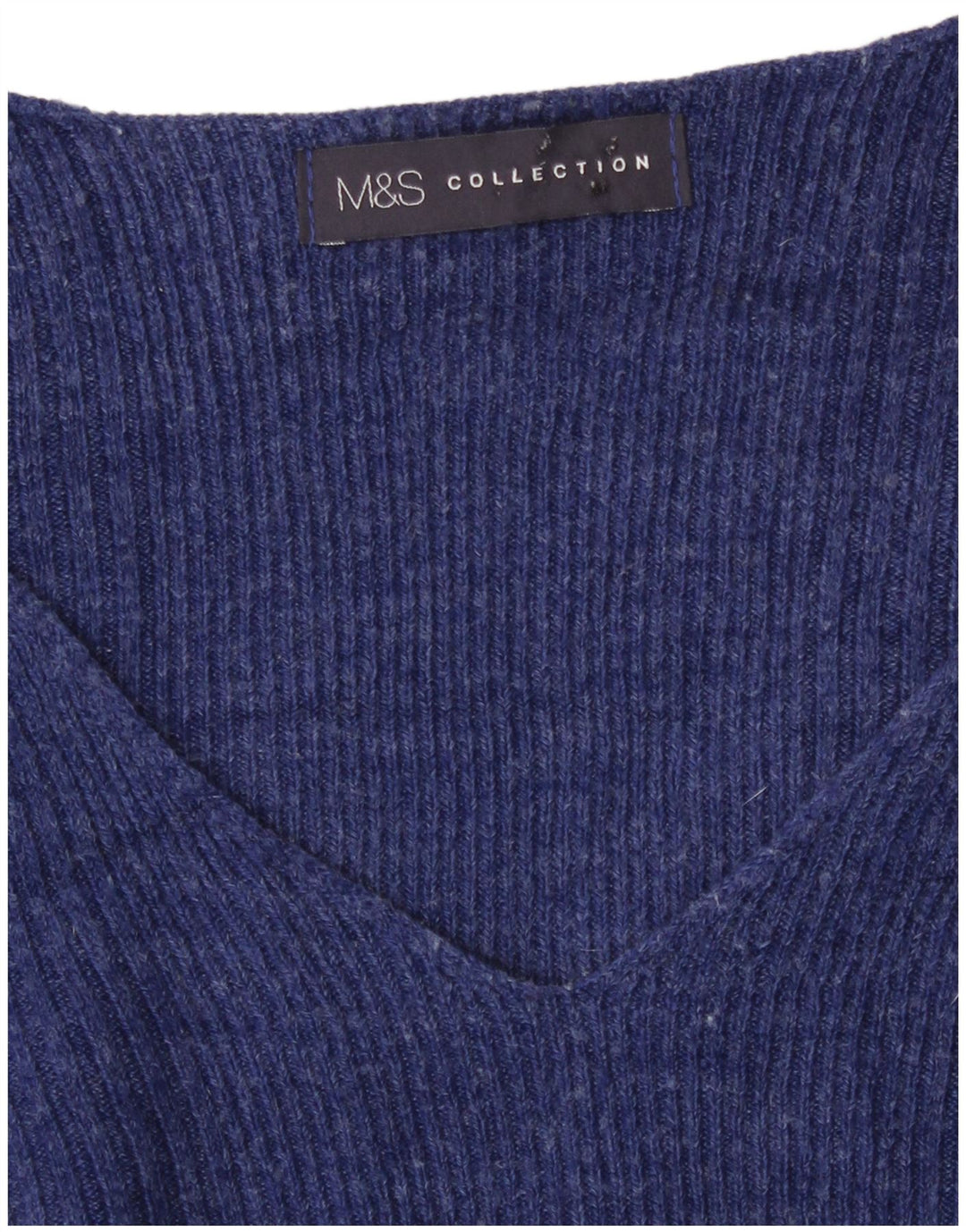 Marks & Spencer Damski sweter z dekoltem w kształcie litery V, UK 14, średni niebieski nakrapiany