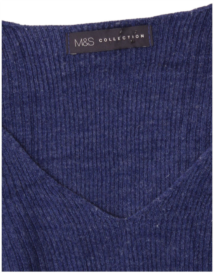 Marks & Spencer Damski sweter z dekoltem w kształcie litery V, UK 14, średni niebieski nakrapiany