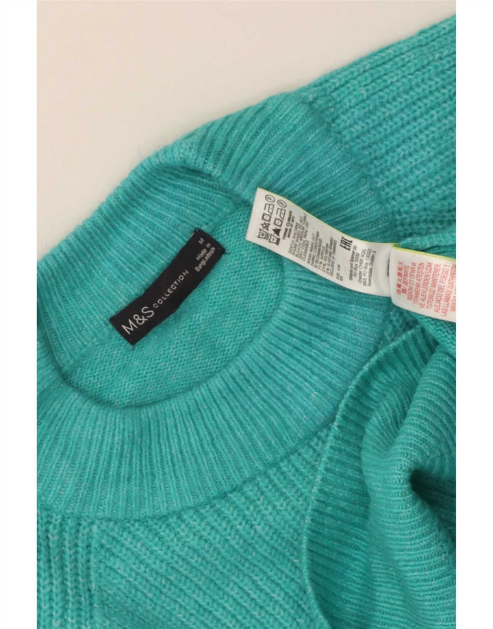 Marks & Spencer Damski sweter z okrągłym dekoltem, UK 14, średni niebieski akryl