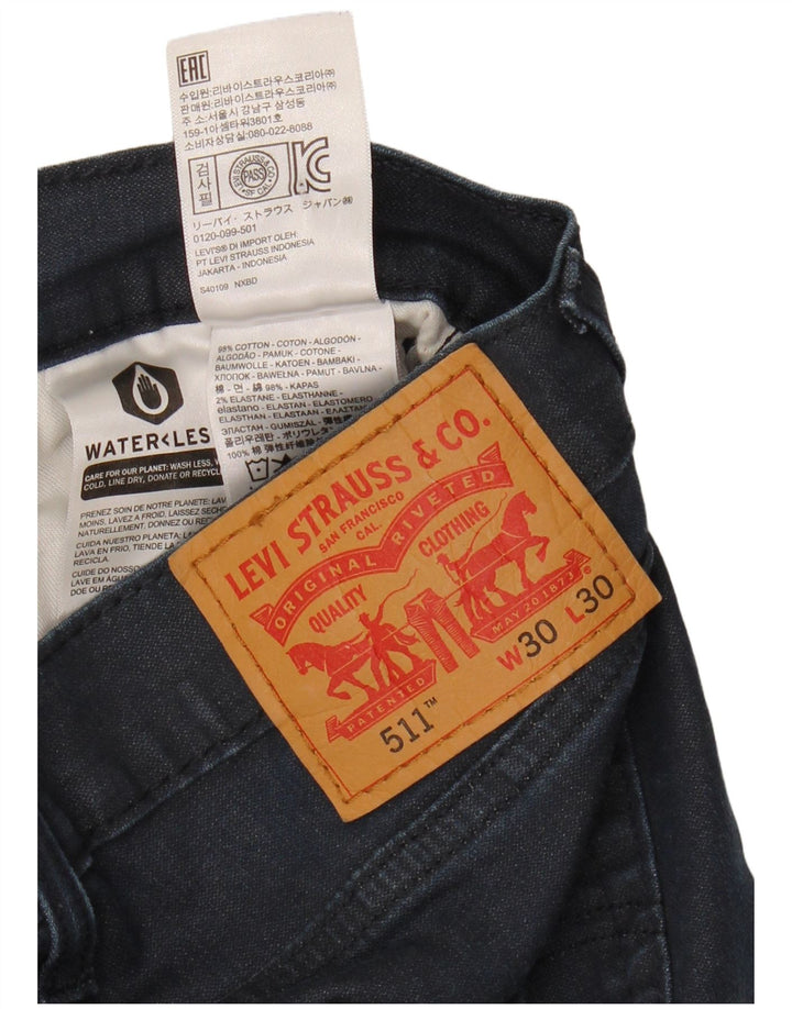 LEVI'S Mens 511 Slim Jeans W30 L30 Navy Blue Cotton