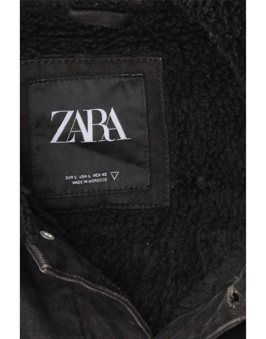 Męska kurtka jeansowa Zara Sherpa UK 40, duża, czarna, poliestrowa