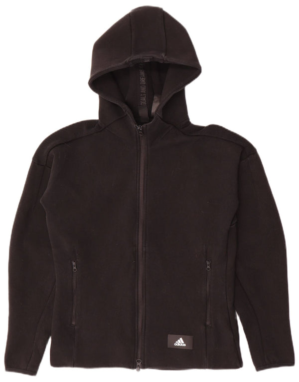 Damski sweter z kapturem i zamkiem błyskawicznym Adidas UK 12/14 Średni czarny bawełniany