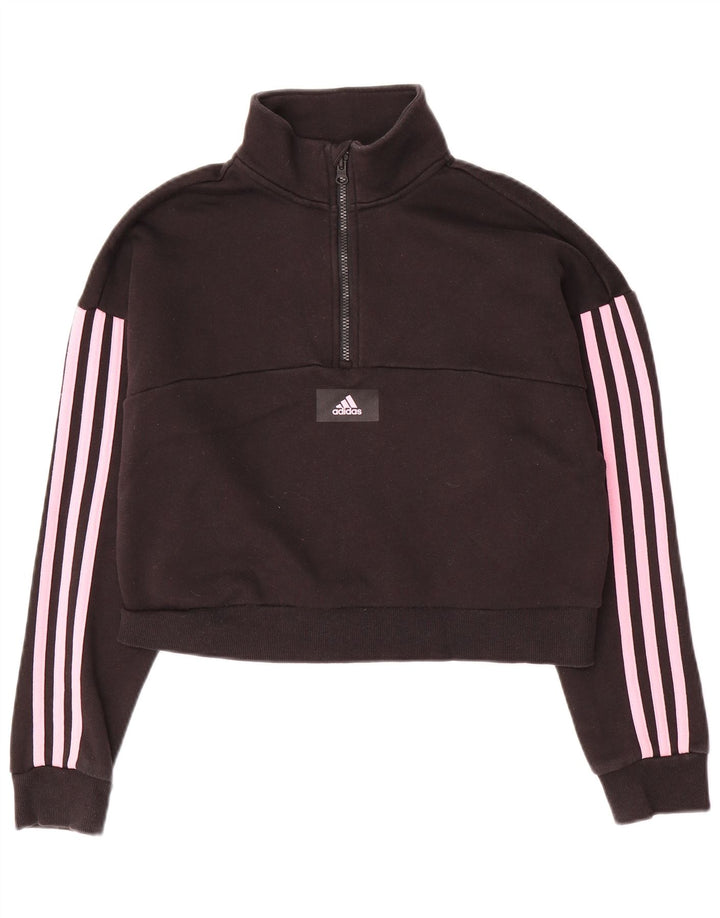 Bluza dziewczęca ADIDAS o luźnym kroju, krótka, 12-13 lat, czarna, bawełniana