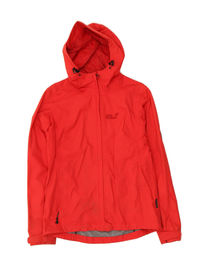 JACK WOLFSKIN Womens Hooded Rain Jacket UK 10 Small Red Polyamide Vintage Jack Wolfskin and Second-Hand Jack Wolfskin from Messina Hembry 