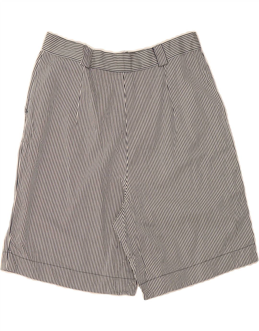 SUPERIOR Womens Casual Shorts W30 Medium  Navy Blue Pinstripe Nautical Vintage Superior and Second-Hand Superior from Messina Hembry 