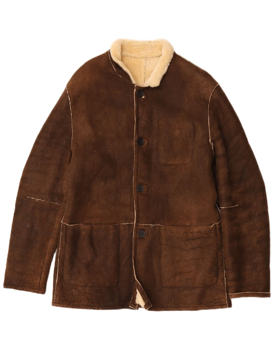 Męska kurtka Shearling Grifoni IT 50, duża, brązowa