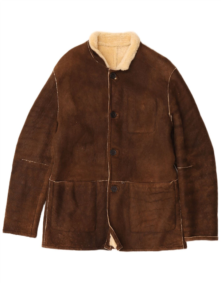Męska kurtka Shearling Grifoni IT 50, duża, brązowa