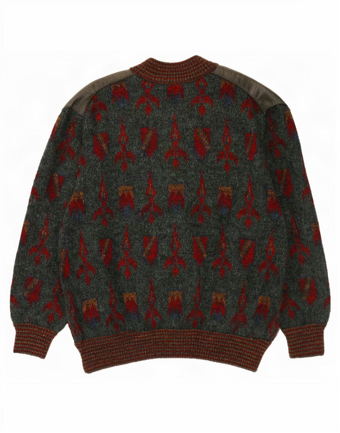 Męski sweter rozpinany Ranger w abstrakcyjny wzór IT 52, duży, zielony poliamid
