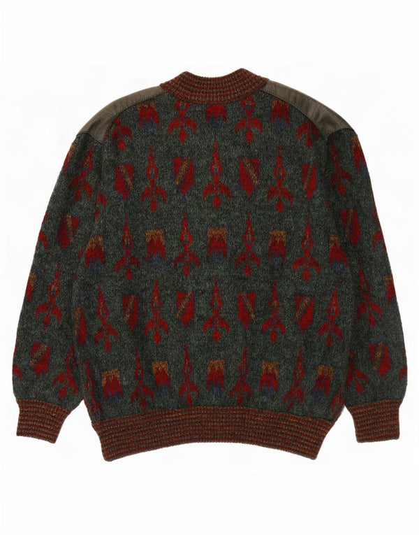 Męski sweter rozpinany Ranger w abstrakcyjny wzór IT 52, duży, zielony poliamid
