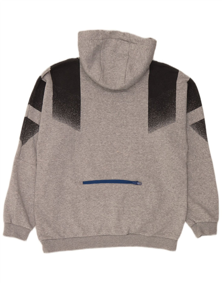 Męska bluza z kapturem Adidas, średnia szara bawełna z blokami kolorów