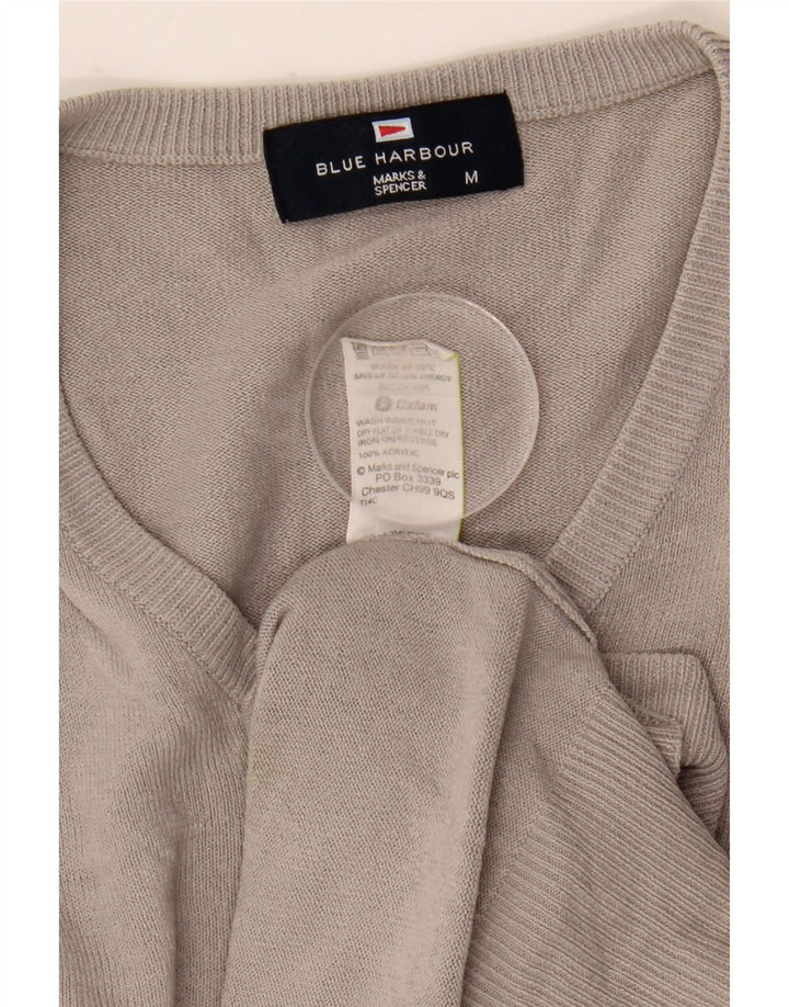 Męski sweter Marks & Spencer Blue Harbor z dekoltem w kształcie litery V, średnioszary, akrylowy