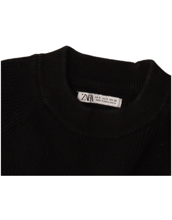 Męski sweter z okrągłym dekoltem Zara, mały, czarny
