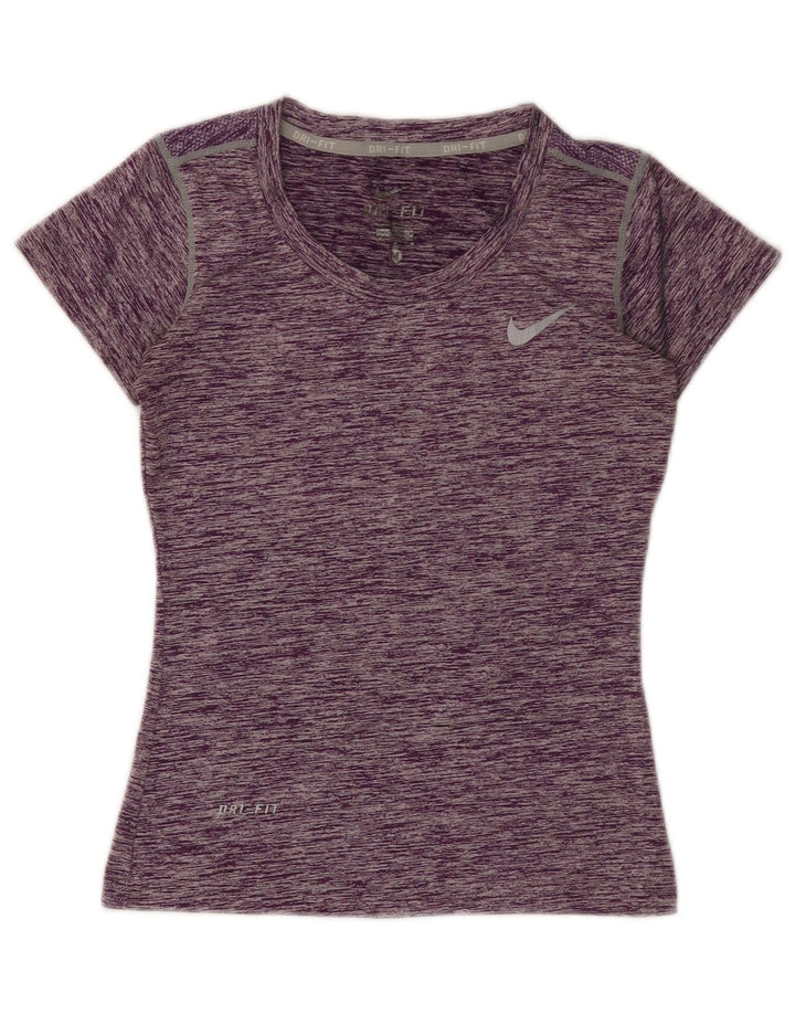 Damska koszulka Nike Dri Fit Top UK 12, średni fioletowy, nakrapiany poliester