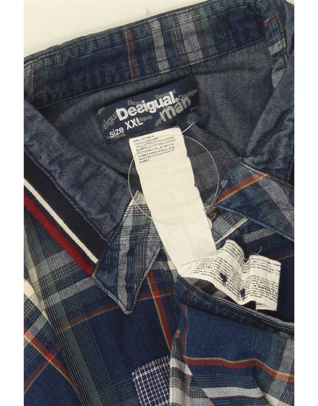 Koszula męska Desigual 2XL, bawełniana, granatowa w kratkę