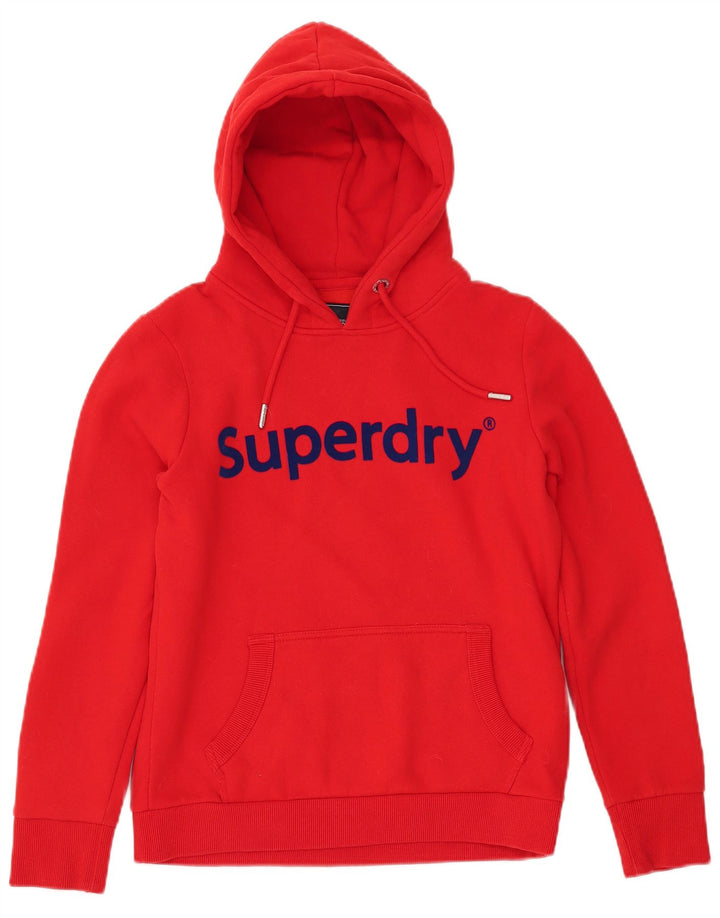 Damski sweter z kapturem i grafiką SUPERDRY UK 12, średni czerwony, bawełniany