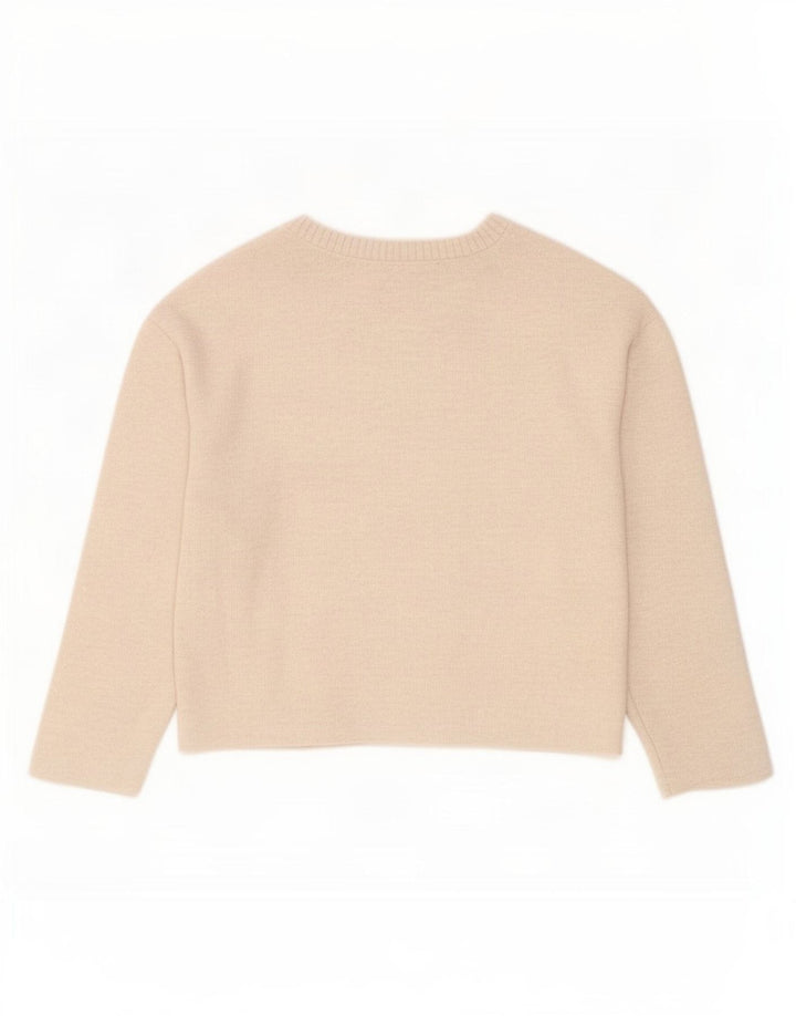 Damski krótki top oversize Zara z długim rękawem, UK 10, mały, beżowy poliester