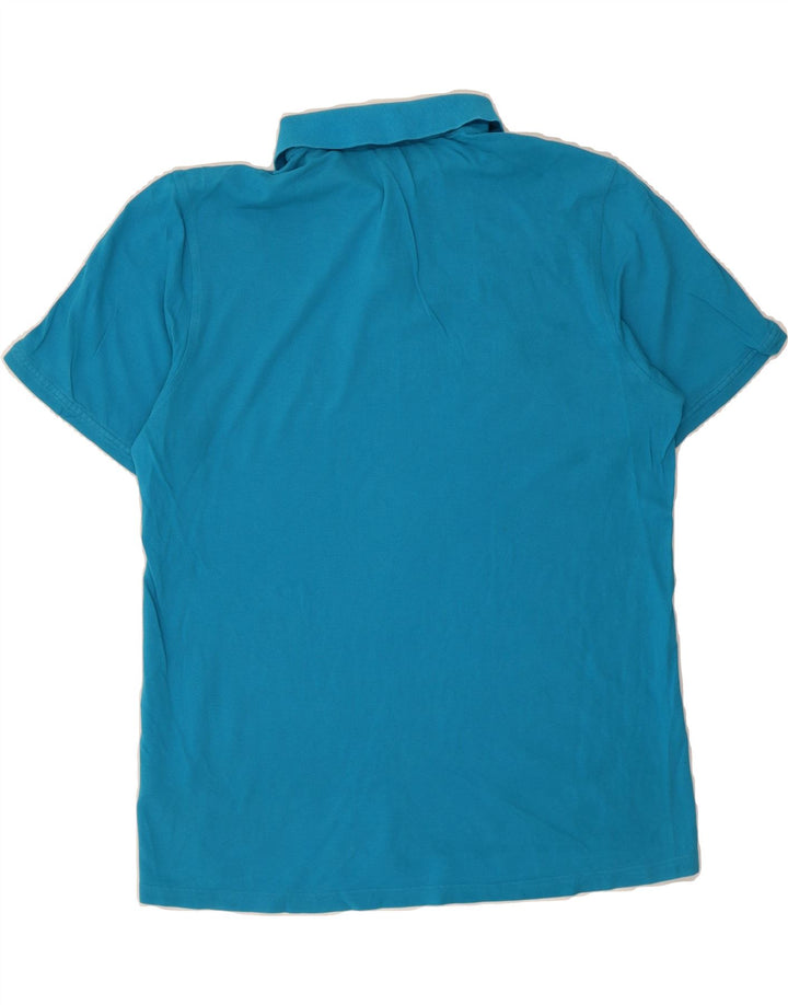 REEBOK Mens Graphic Polo Shirt Medium Blue Cotton Vintage Reebok and Second-Hand Reebok from Messina Hembry 