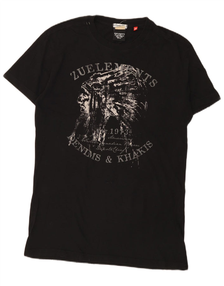 Męski T-shirt z grafiką Zu Elements, duży, czarny