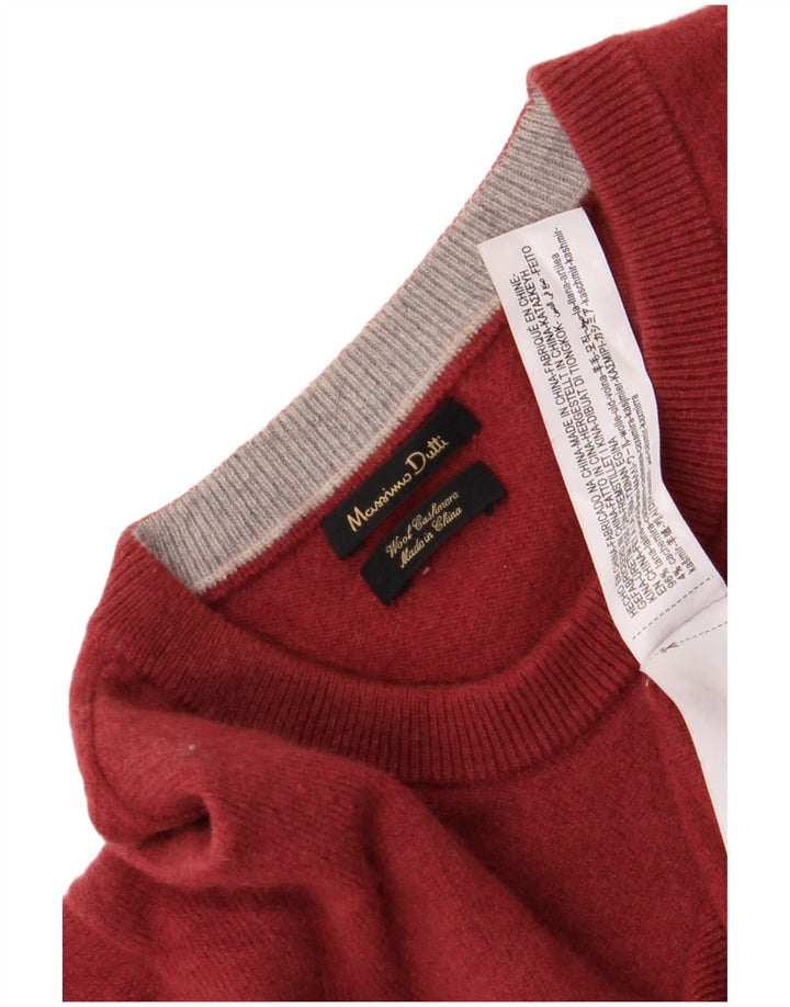 Męski sweter z okrągłym dekoltem Massimo Dutti XL, czerwona wełna