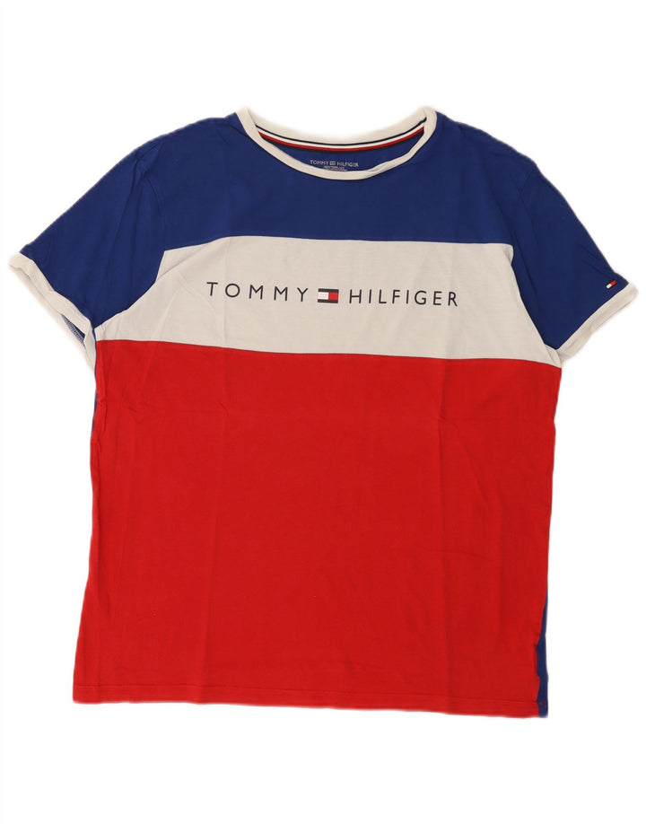 Męski T-shirt z grafiką Tommy Hilfiger, duży, wielokolorowy blok kolorów