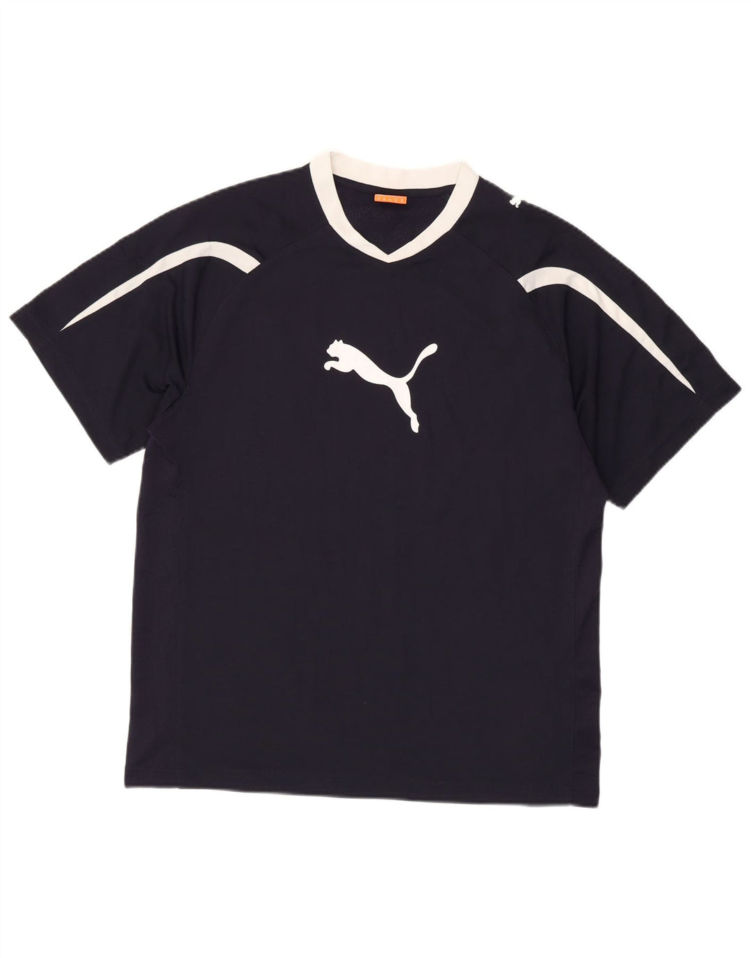 Męska koszulka z grafiką PUMA Top, średni granatowy poliester z blokami kolorów