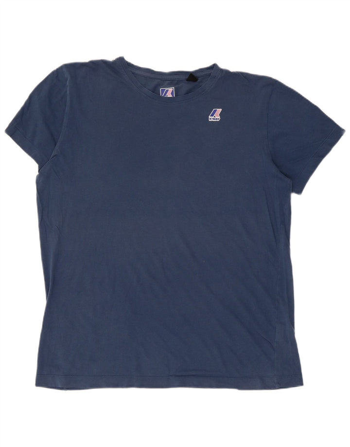 Męski T-shirt K-WAY, duży, niebieski, bawełniany
