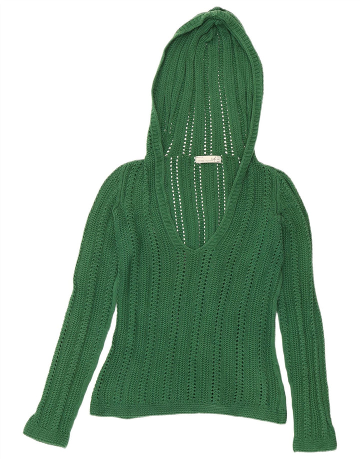 Damski sweter z kapturem ZARA UK 10 Small, zielony, bawełniany