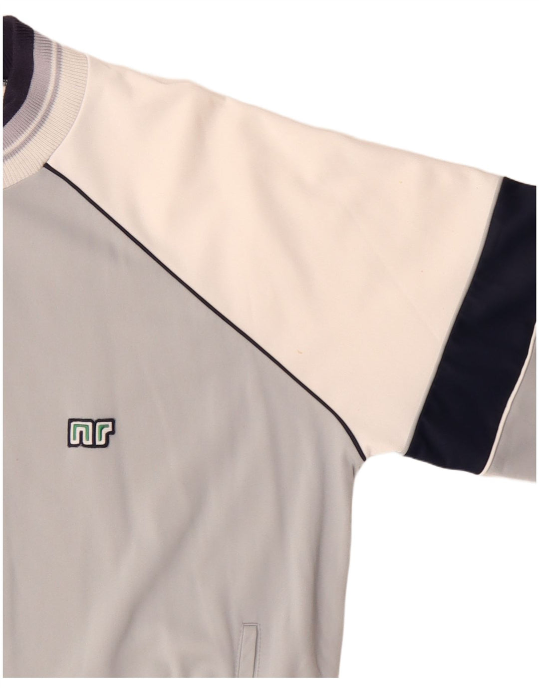 Męska kurtka dresowa w stylu vintage IT 52, duża, szara, z blokami kolorów