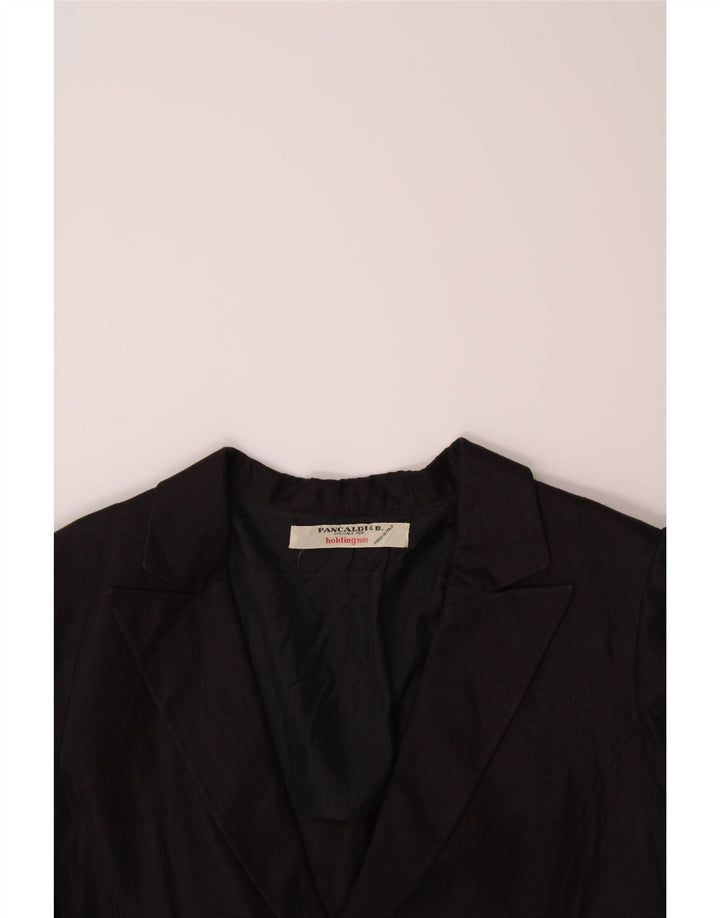 PANCALDI & B Womens 1 Button Blazer Jacket UK 18 XL Black Linen Vintage Pancaldi & B and Second-Hand Pancaldi & B from Messina Hembry 