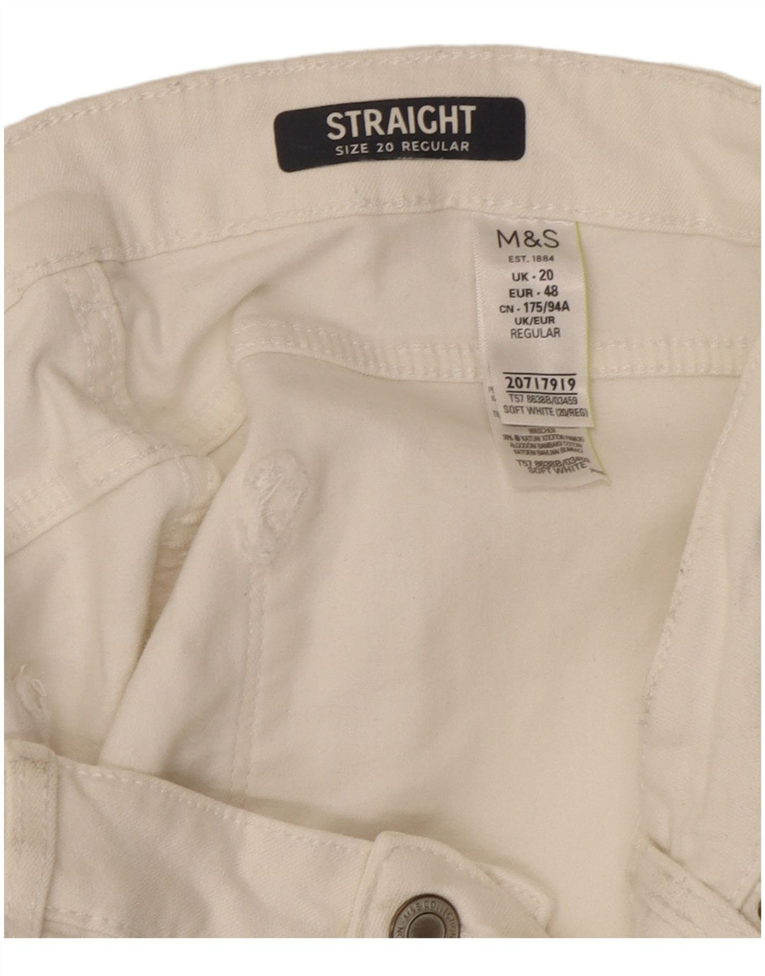 Marks & Spencer Damskie Regular Straight Jeans UK 20 2XL W40 L29 Białe