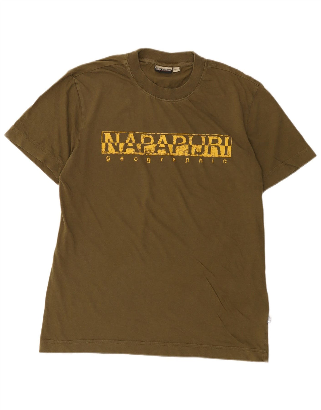 Męski T-shirt z grafiką Napapijri, średni khaki