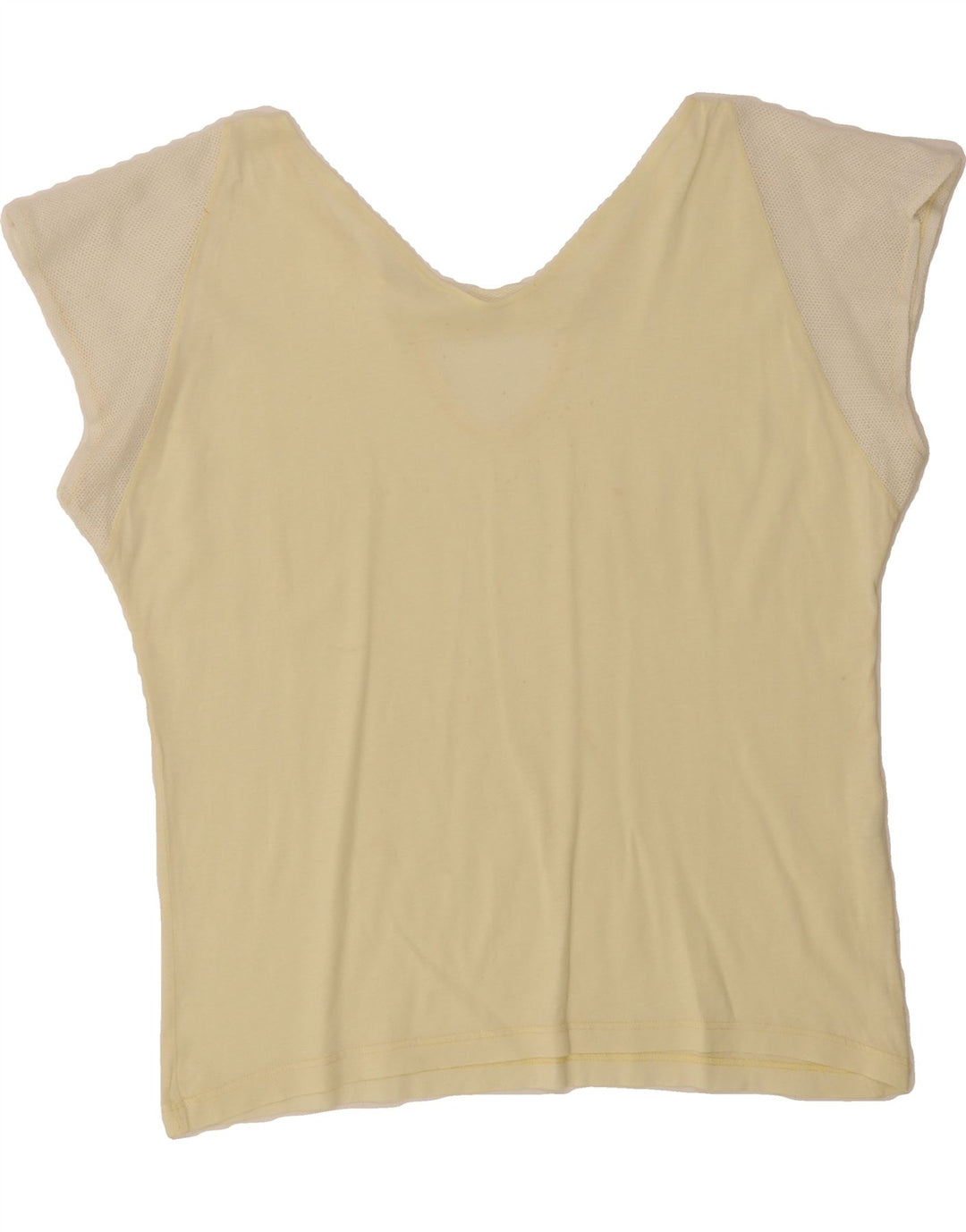 VINTAGE Womens T-Shirt Top UK 12 Medium Yellow Vintage Vintage and Second-Hand Vintage from Messina Hembry 