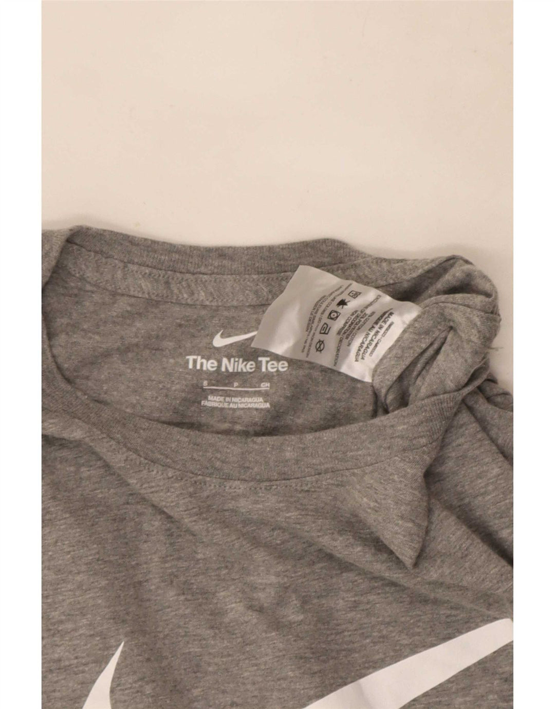 Męski T-shirt z grafiką Nike, mały, szary, z bawełny w cętki