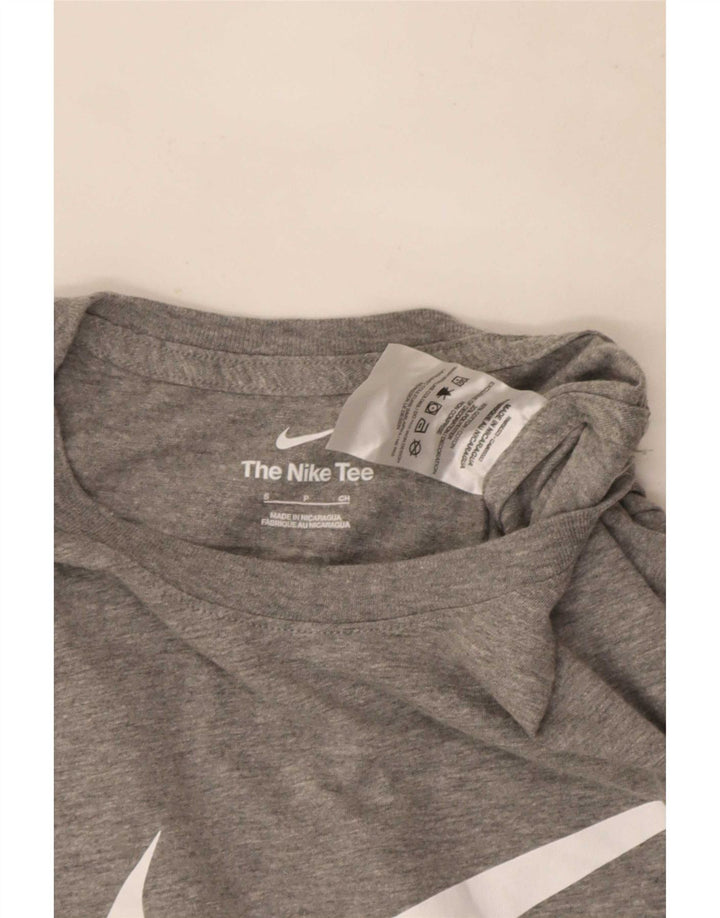 Męski T-shirt z grafiką Nike, mały, szary, z bawełny w cętki