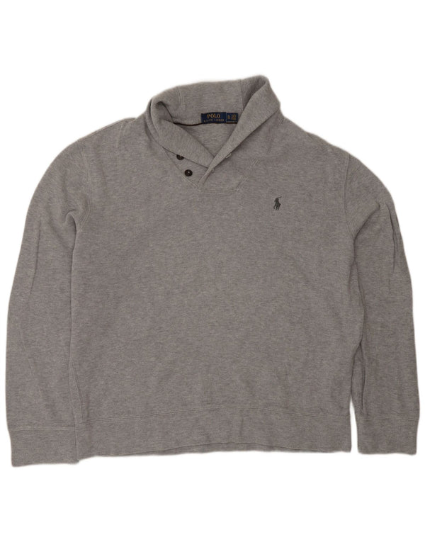 Polo Ralph Lauren Męski sweter z szalowym dekoltem XL, szara bawełna