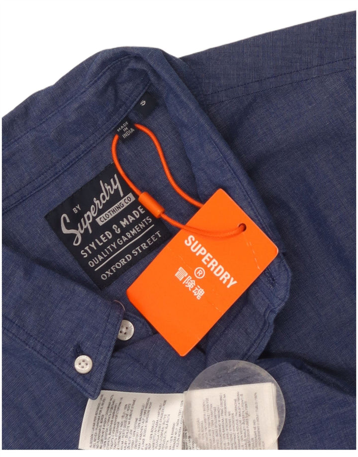 Męska koszula z krótkim rękawem Superdry, mała, niebieska, bawełniana