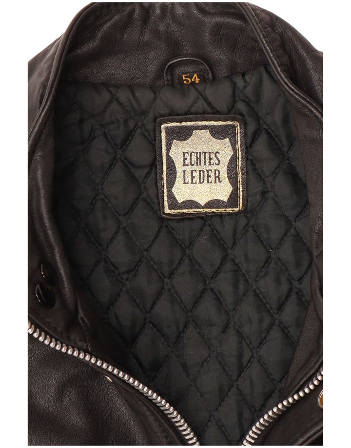 Męska kurtka wojskowa skórzana VINTAGE IT 54 2XL czarna skóra