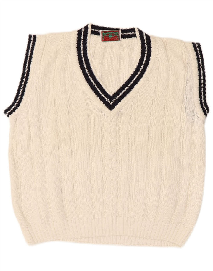 Vintage damski podkoszulek z kamizelką UK 14, średni biały