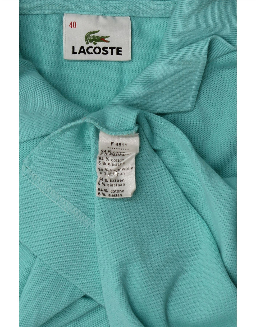 Damska koszulka polo Lacoste, rozmiar 40, średnia, turkusowa bawełna