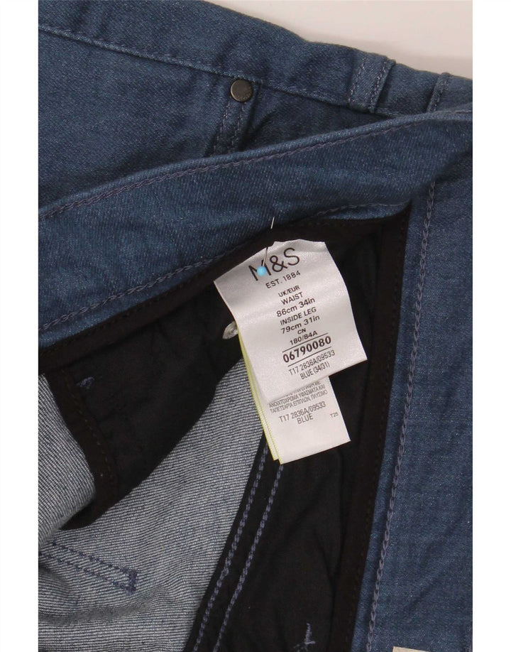 Marks & Spencer Męskie jeansy slim W34 L31 Niebieskie bawełniane