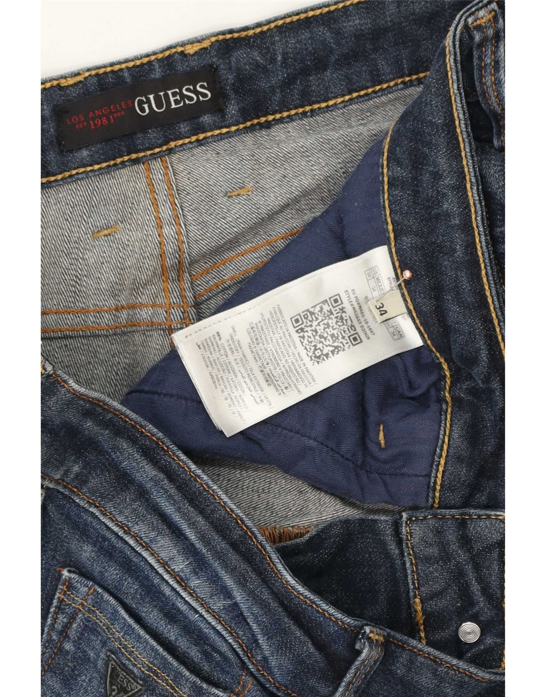 Jeansy Guess Męskie Slim W34 L34 Granatowe Bawełniane