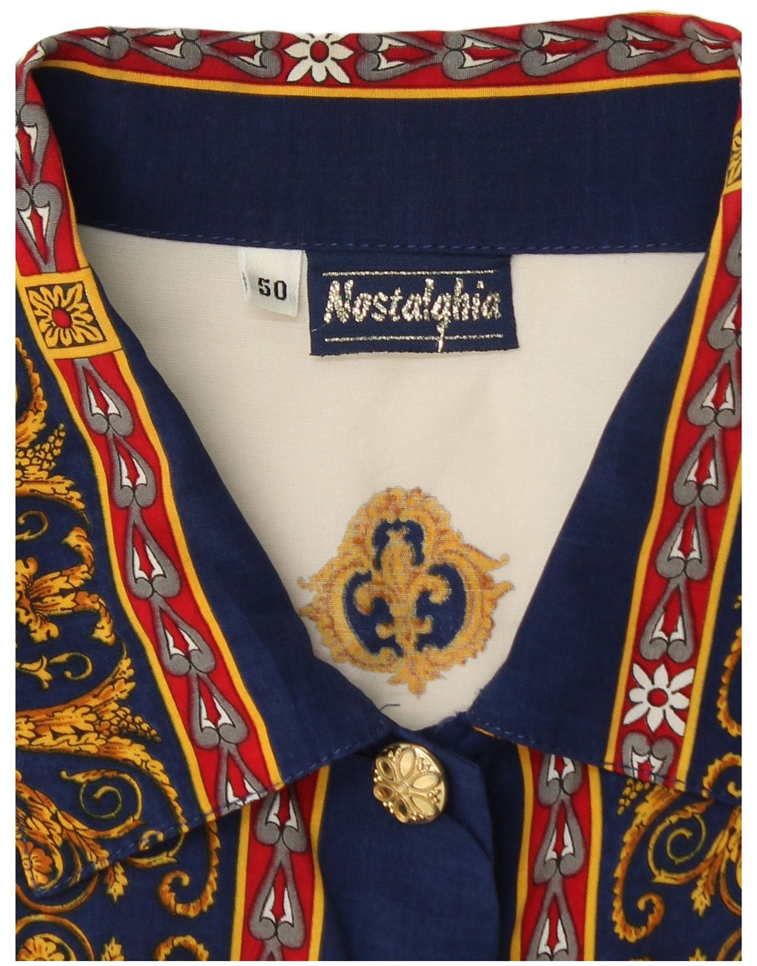 Koszula damska VINTAGE w abstrakcyjny wzór IT 50 XL Biała wiskoza