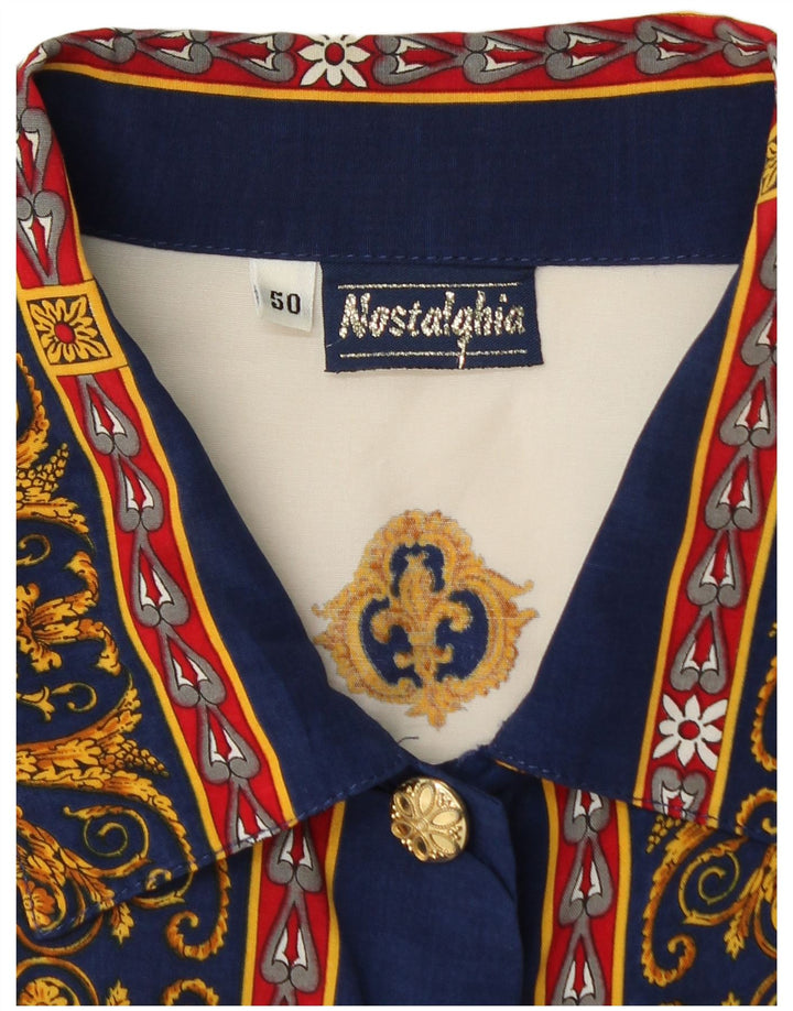 Koszula damska VINTAGE w abstrakcyjny wzór IT 50 XL Biała wiskoza