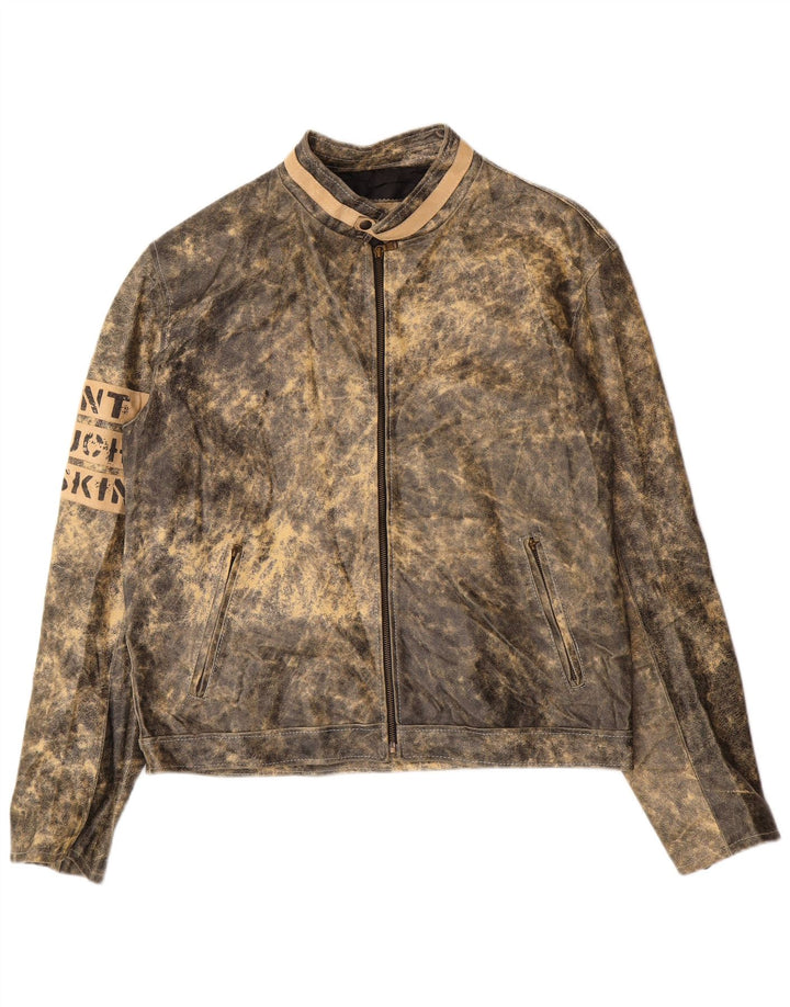 Męska kurtka skórzana Bata Graphic IT 52 XL Szara skóra