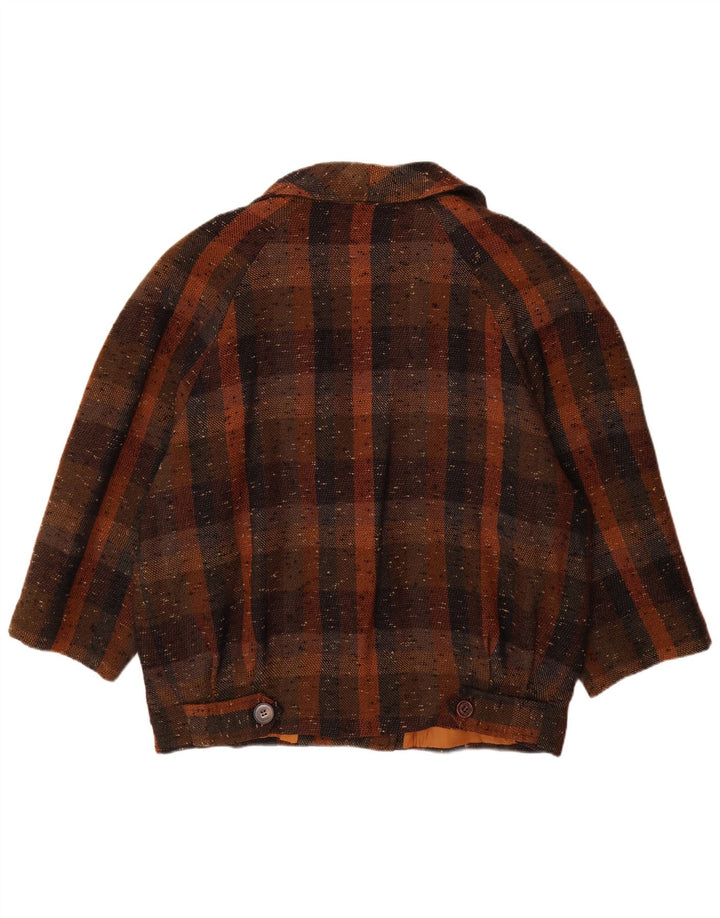 Vintage damska marynarka zapinana na 2 guziki UK 18 XL w brązową kratkę
