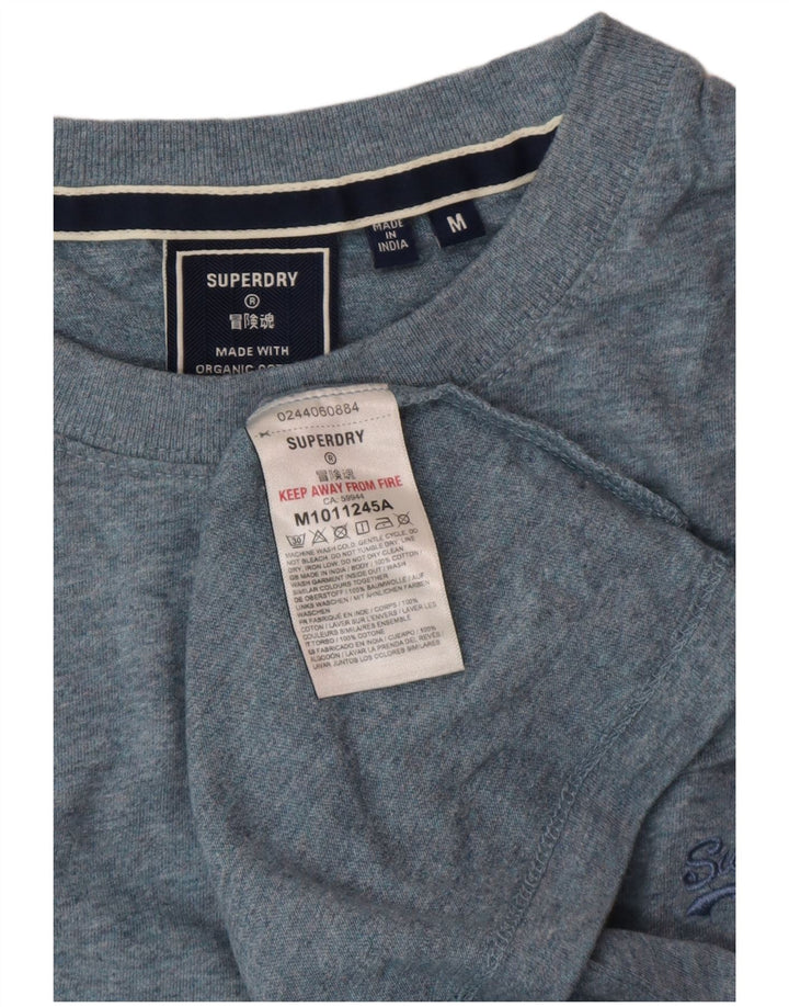 SUPERDRY Męski T-shirt Top Średni Niebieski Bawełniany