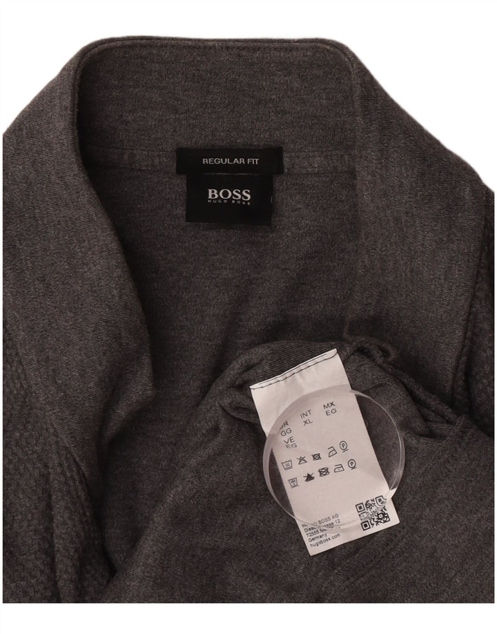 Męski sweter rozpinany Hugo Boss o regularnym kroju XL, szara bawełna