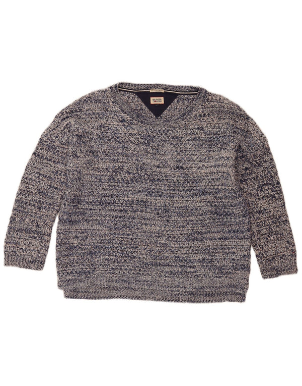 Damski sweter Tommy Hilfiger z dekoltem w łódkę UK 14 Średni niebieski nakrapiany