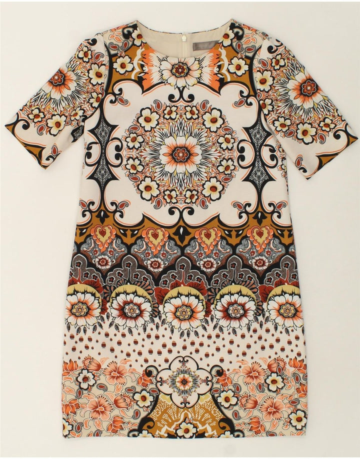 HALLHUBER Womens Shift Dress UK 8 Small Beige Floral Polyester Vintage HALLHUBER and Second-Hand HALLHUBER from Messina Hembry 