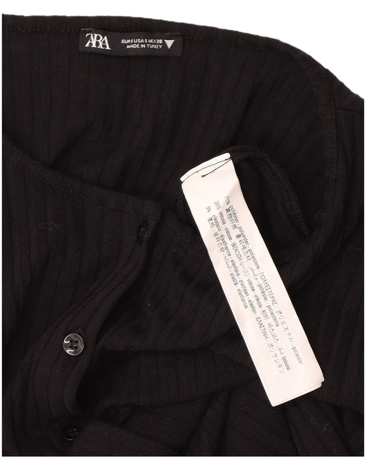 Damski sweter o przedłużonym fasonie Zara UK 8, mały, czarny poliester